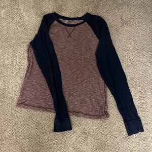 Arizona Jean Company Red and Navy Blue Long Sleeve Shirt Men Size Medium